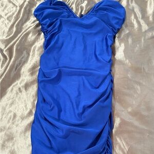 Elegant Blue Ruched Dress